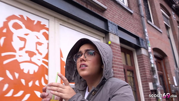 GERMAN SCOUT - LITTLE NATURAL NERD CHICK PICKUP AND AGGRESSIVE SLAM AT STREET CASTING