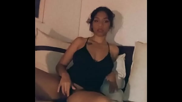 Wide Open Latina Masturbates In Her Black Dress