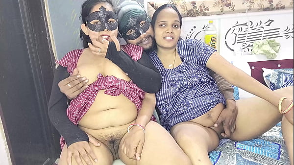 XXX Threesome Screwing Of Cheerful Devrani-Jethani After Kissing Twat