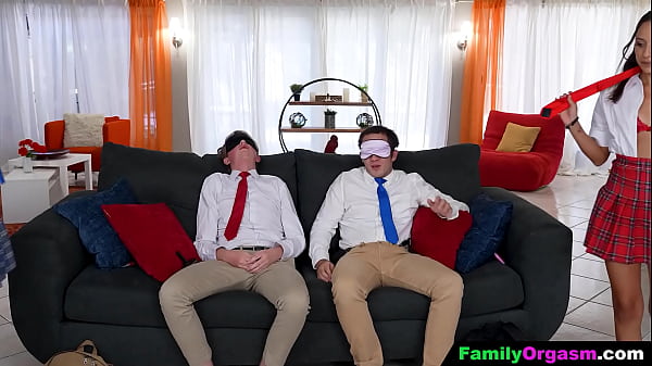 FamilyOrgasm - School Teens Blidfolds Then Licks Their Brother's Dick