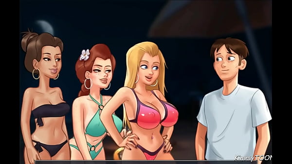 Summertime Saga - College Vixens Play Spin The Bottle To Win Huge Cock