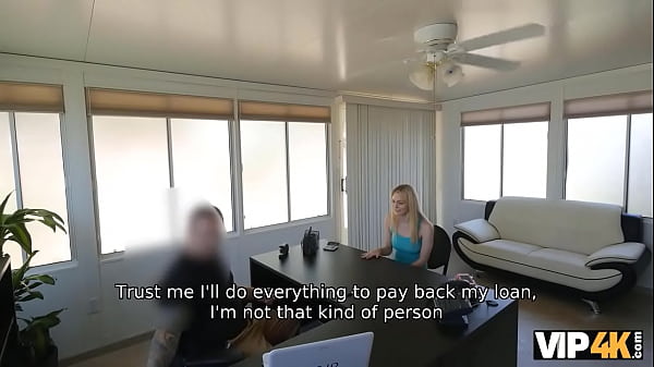 VIP4K. Platinum Babe Cant Pay Rent So She Goes To The Bank For A Loan