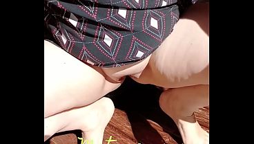 Maturemons, Needy Older With Top On And Breathes Off Squats Outdoors To Show Open Gape Vagina