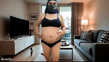 Hijab Lovely Pregnant Doctor Alone At Her Sexy Room Feeling Bored