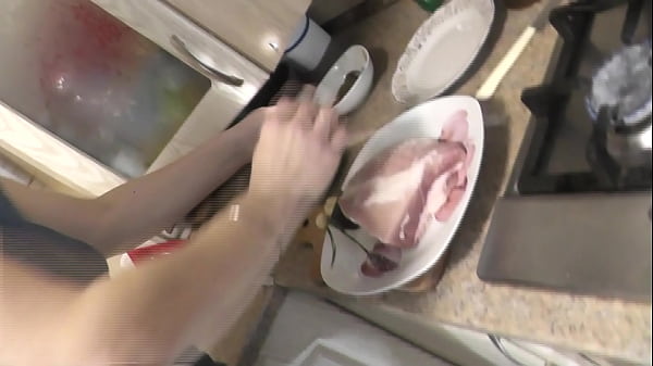 Seductive HOTWIFE Frina Continues Her Stripped Cooking And Makes Delicious Ham Today. Exposed Chick Nudist At Home In Kitchen Without Panties Stockings High Heels