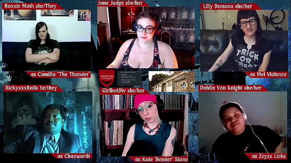 Monsters University Episode 14 Featuring Girlbot Div, Roxxie Moth, Lilly Demona, RickyxxxRails, Dahlia Von Knight, And Jane Judge