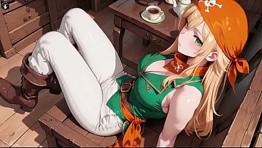 Fair-haired Pirate Captain! Green Uniform & Rough Ropes On A Sunny Deck. Languid Poses, Long Stems Exposed, And That Playful Tease Gaze... Who Can Grab This Off-limits Mix Of