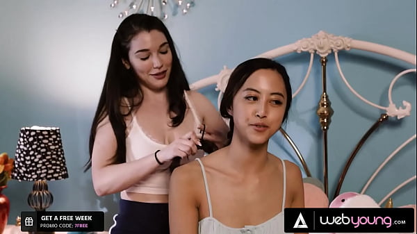 Frisky Babe Lily Lou Works Hard Her Asian Bestie Alexia Anders During Movie Night