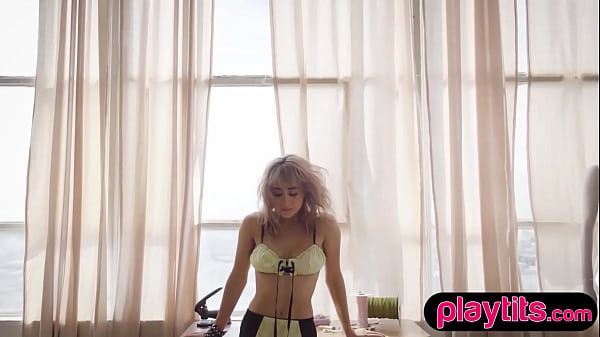 Buxom Latina Fair-haired Sheds Out Of Her Lingerie To Parade Massive Melons