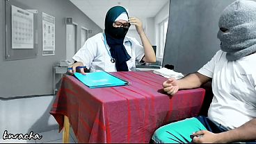 Arabic Doctor Allowing Her Patient To Touch Her Rack