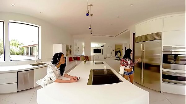 VRBangers.com Two Lesbian Roommates Eventually Make Out In The Kitchen