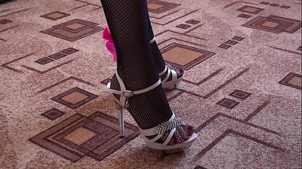 Sole Fetish With Different Pantyhose And Stockings And High Heels. The Chestnut-haired Boasts Of Her Stems And Beautiful Butt And Bushy Snatch. Amateur.