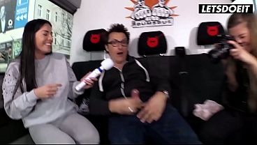 Magic Wand Pressed On His Testicles... She Milks His Forceful Prick In The Van