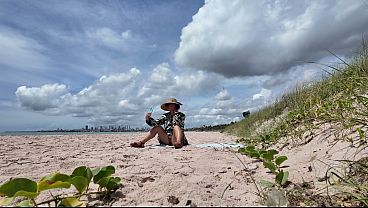 Hotwife Displaying Unshaved Cunt On Public Beach