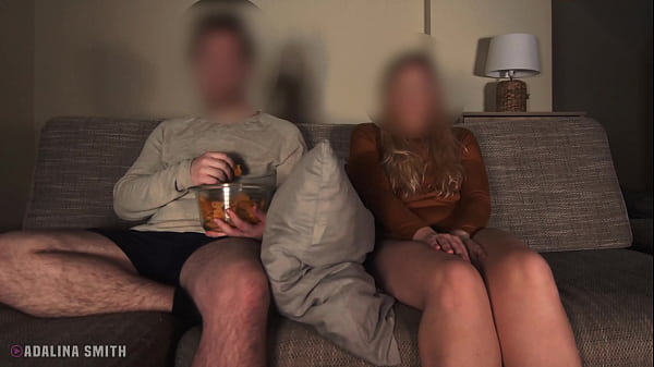 Risky Solo Play In Front Of Stepdad While Watching TV