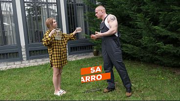 Frisky Housewife Ashby Winter Beguiled The Gardener Sam Garro – Slippery T-Shirt Leads To Hot Sex