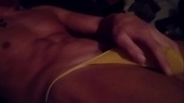 Fondling My Dick In Yellow Thong