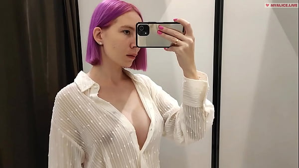 Spying On A Light-haired Masturbating In A Fitting Room. Strong Peak In Public Place
