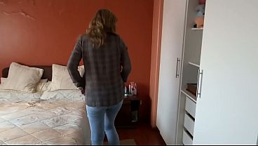 Stepmama Pulls Down Her Jeans And Starts Touching Herself So I Can Masturbate.