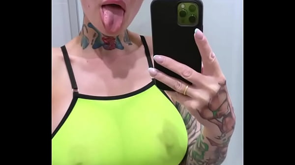 She Powerful Gushing On The Mirror, A Crazy Slut With Massive Naturals