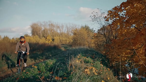 Naked Gay Bear Cyclist And Masterbating Under The Autumn Tree
