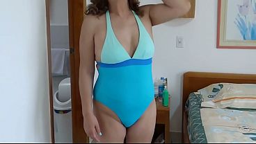 On The Beach, Stepmama Putting On A Bikini, Revealing Off And Masturbating.
