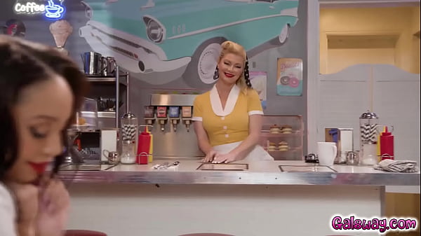 Waitress Serene Minx Fancying To Go Further With Customer Alexis Tae And Starts Kissing Her While Dancing