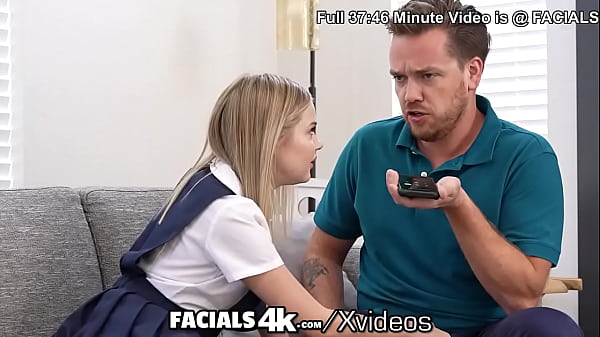 FACIALS4K Teeny Fair-haired Whimpers For Multiple Oozing Facials In Trio