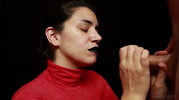 CFNM - Red Turtleneck, Black Pouters - Handjob Cream Mouthful Jizz On Clothes