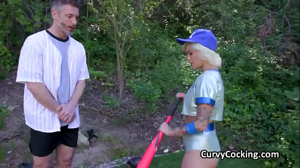 Oiling Up And Slamming Sultry Baseball Trainer