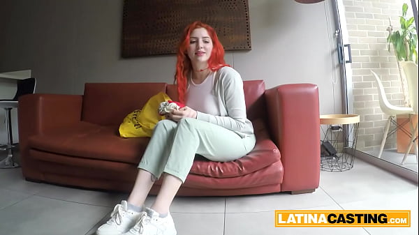 Gorgeous Pale Latina Copper-haired Savage Bounce Hammerred By Mean Producer In Modelling Audition