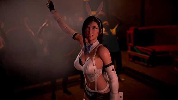 Frisky Shapely Tifa In Bunny Outfit Public Dancing For Her Bar Visitors