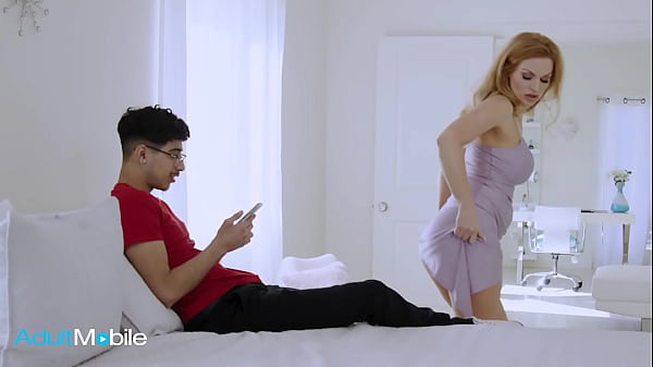 ADULTMOBILE - Lustful Milf Saddles Her Stepson's Member With Her Studded Slit, Then Gets A Load On Her Butt