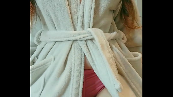 Adorable Coed With Pigtails Randy After Her Shower Start Touching Her Rack And Cunt While Making Ahegao