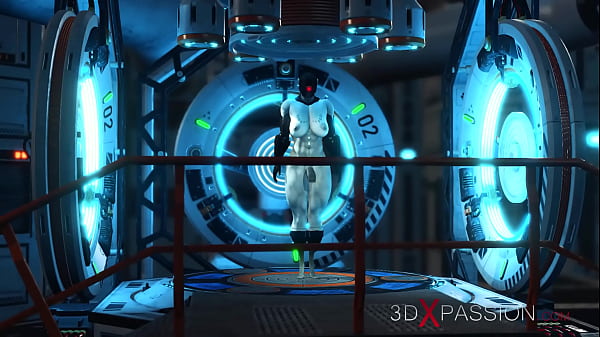 Seductive Young Cuffed Platinum Gets Fucked By Shemale Cyborg In The Sci-fi Lab
