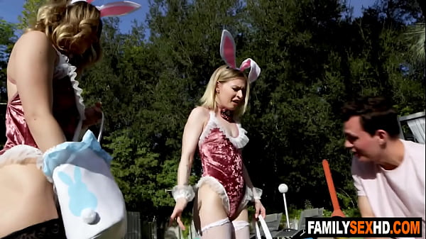 Easter Bunny Step-sisters 3some Rail Step-brother