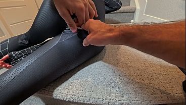 BLACK SPIDER BABE ASS PLAY INTERNAL FINISH EXPOSES HER RAUNCHY SECRET . Ass Play Obliterated By Sizable 8inch Rod