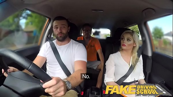 Fake Driving School Sultry Top-heavy Posh Golden-haired Examiner Licks And Fucks In Car