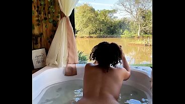 Nude Farting In Bathtub While Reading Thick Chick Nature View Relax