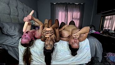 BBW, Indian And White Babe Throat Fuck Facefucking Their Throats With Dildos