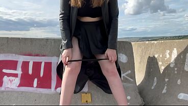 PUBLIC - Sizzling Female Exhibitionist: Masturbating On The Road