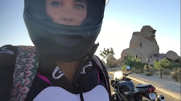 Felicity Feline Grinds Motorcycle To Joshua Tree And Plays Outside