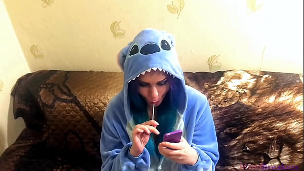 Emo Girlfriend Worships Lollipop And Something Else In Stitch Fantasy Outfit