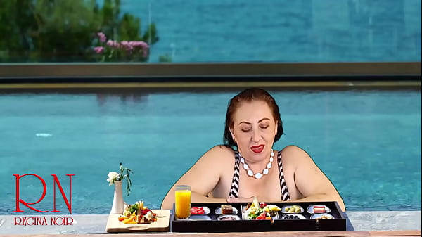 Regina Noir. Breasts Playful Tease At Swimming Pool. Nudist Hotel. Nudism Outdoors. 1