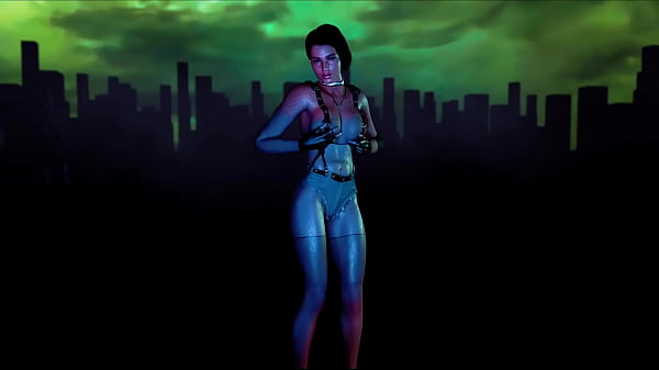 Muscular Wanton Jill Valentine In Naughty Outfit Dancing Against Acidic Sky