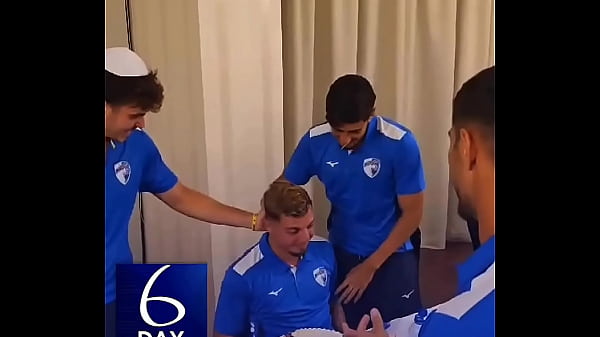 FOOTBALL (SOCCER) PLAYER GETS A CAKE IN HIS FACE