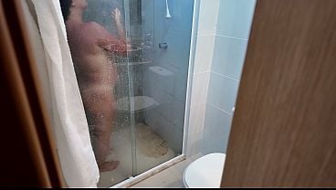 The Stepson Displays His Stepmommy His Penis In The Shower. What Will She Do?