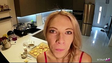 German Slim Blonde Glasses Chick Require Sperm For Her Cookies At Christmas Dinner And Get POV Bareback Nail
