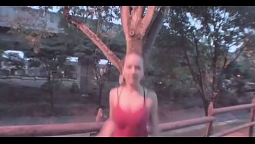 Sexy Busty Barely-legal Paris Milan Gets Rack Out While On A Jog