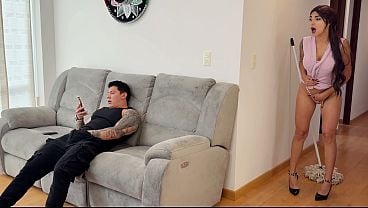 Caught Masturbating! Needy Cougar Massages Her Snatch While Watching Her Stepson!